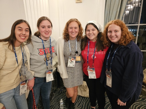 Abbey Levinghston, Ann Doyle, Emma Hudepohl, Clair Sollenberger, and Margaret Waller of SIUE are shown at SEEK24.

<br><em>Photo by Debbie Benz</em>