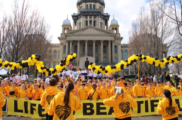 Crusaders for Life in front of IL Statehouse