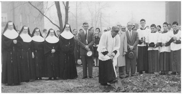 Staunton, Saint Michael the Archangel ground breaking for new parish convent 1958