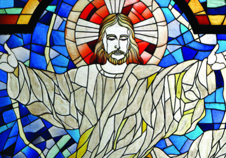 Modern Rendition of Jesus Christ Church Stained Glass Pane