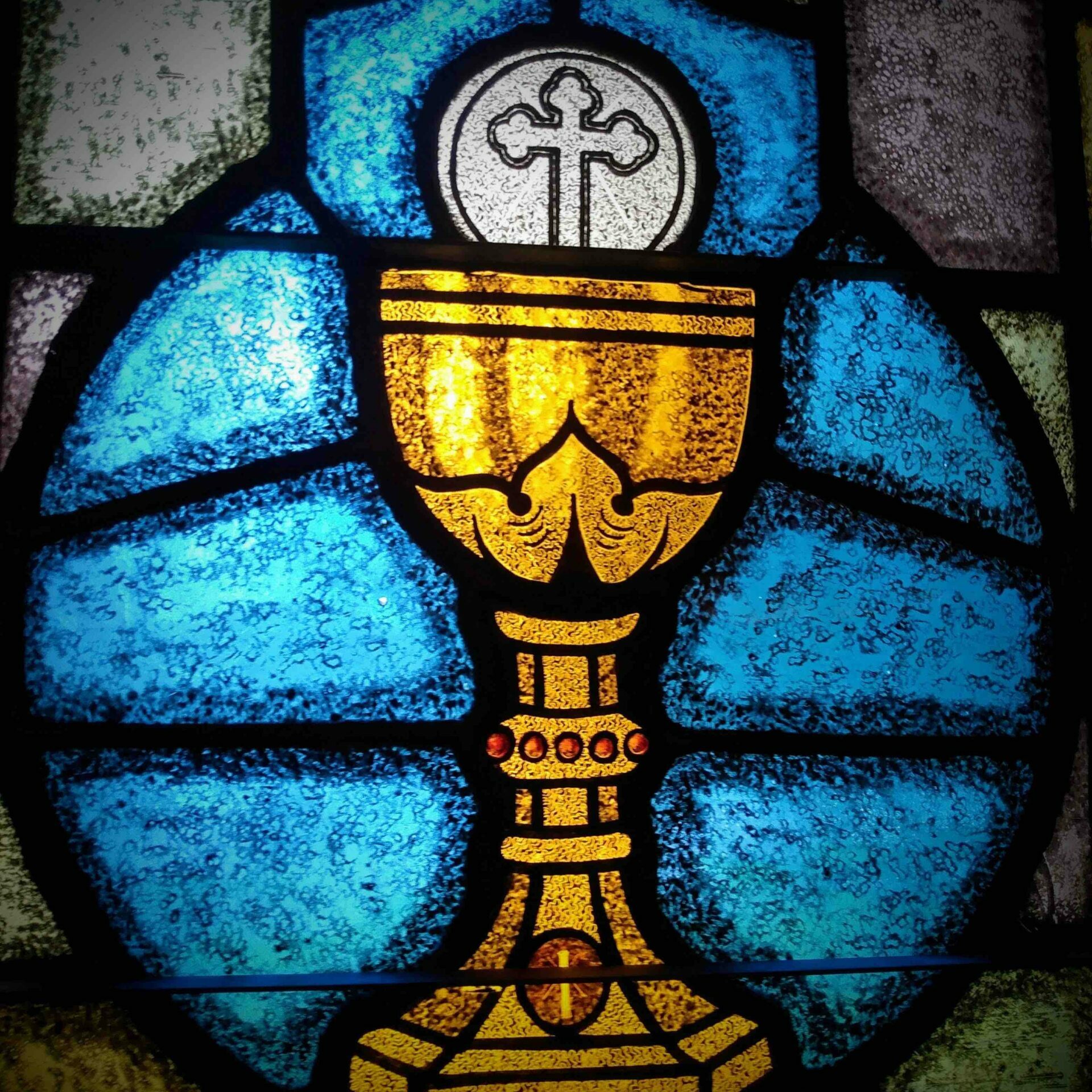 this is another of the many beautiful stained glass windows at my church.  The Holy Eucharist with represents the body the Body of Christ.